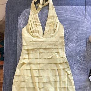 BCBG Max Azria Light Yellow Halter Dress Size 0
